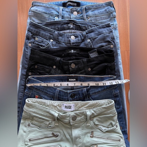 Designer Jeans Bundle Size 25 PAIGE Hudson 7FAM Express (5 pcs) - Picture 2 of 16